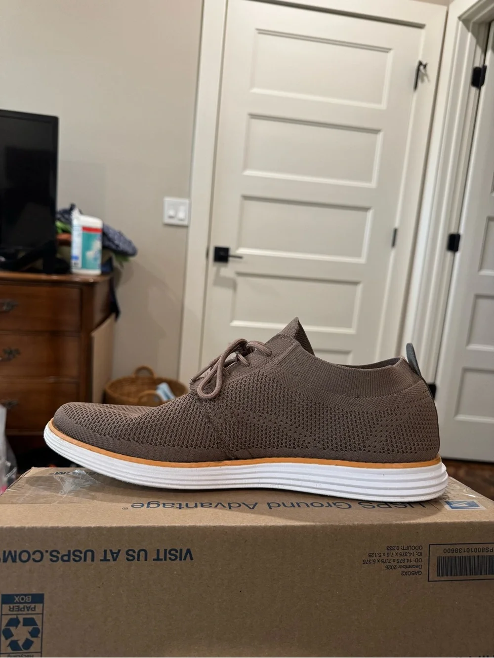 Bruno Marc Men's Knit Lace-Up Casual Shoe in Brown